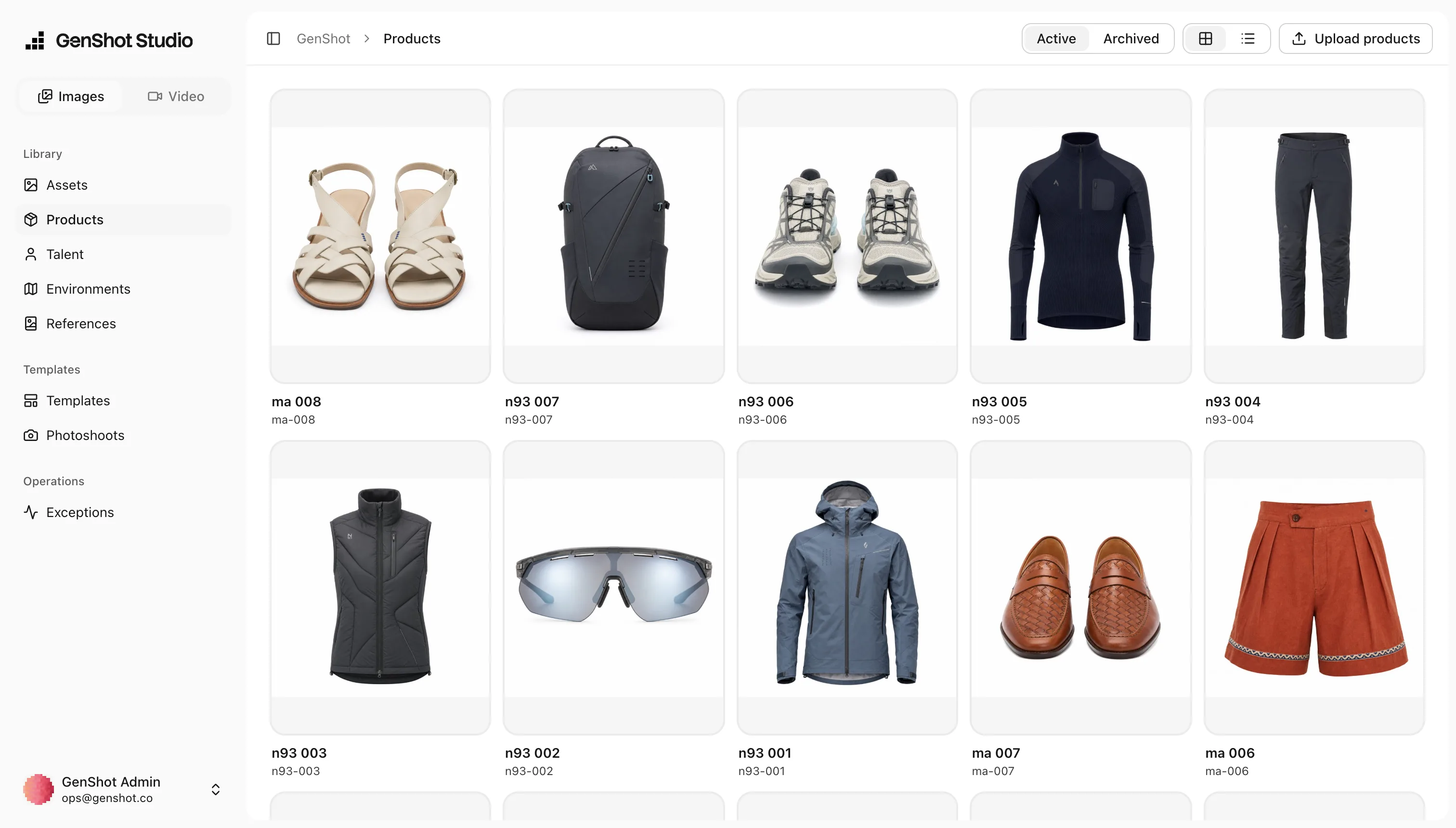 GenShot Studio product catalog